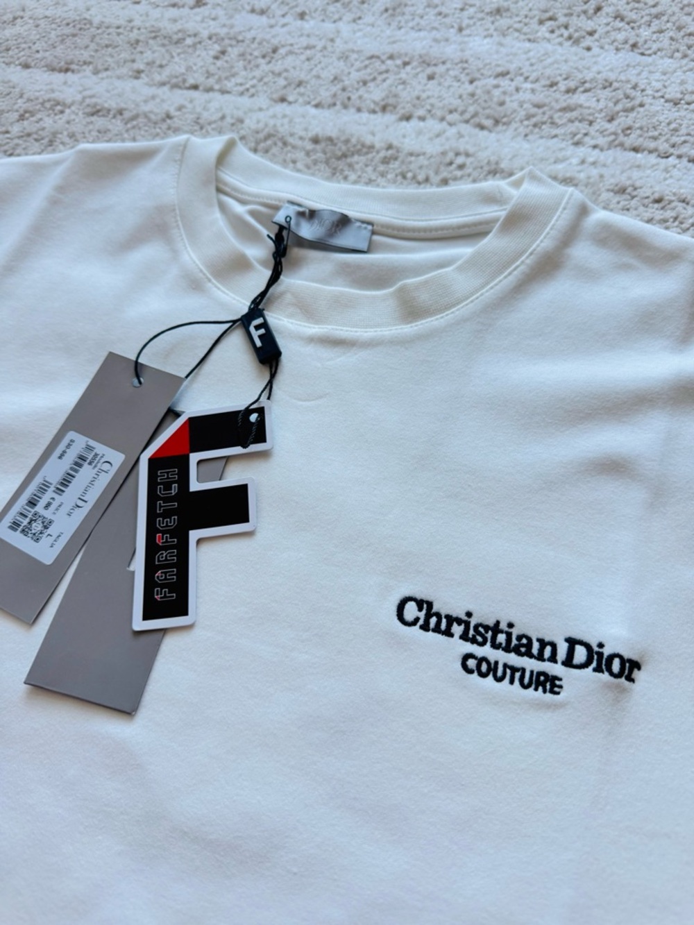 Dior White Crewneck Tee with Black Logo